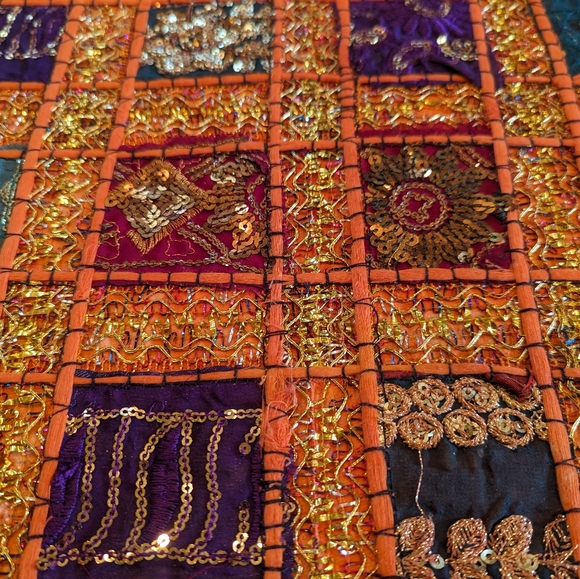 NWT 100% Cotton Handmade Beaded Sari Patchwork Home Decor Accent Pillow Cover - Picture 3 of 5